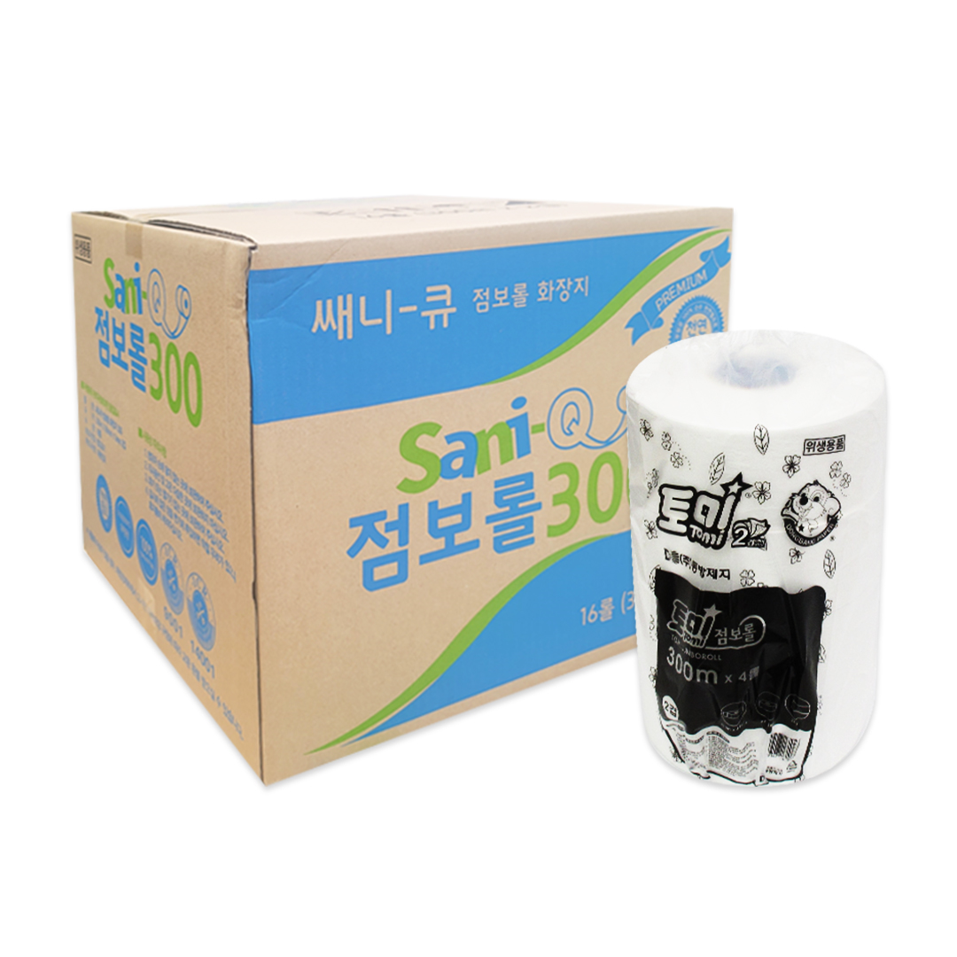 Sani-Q) 쌔니큐 점보롤 300m (천연펄프) (16롤)_썸네일
